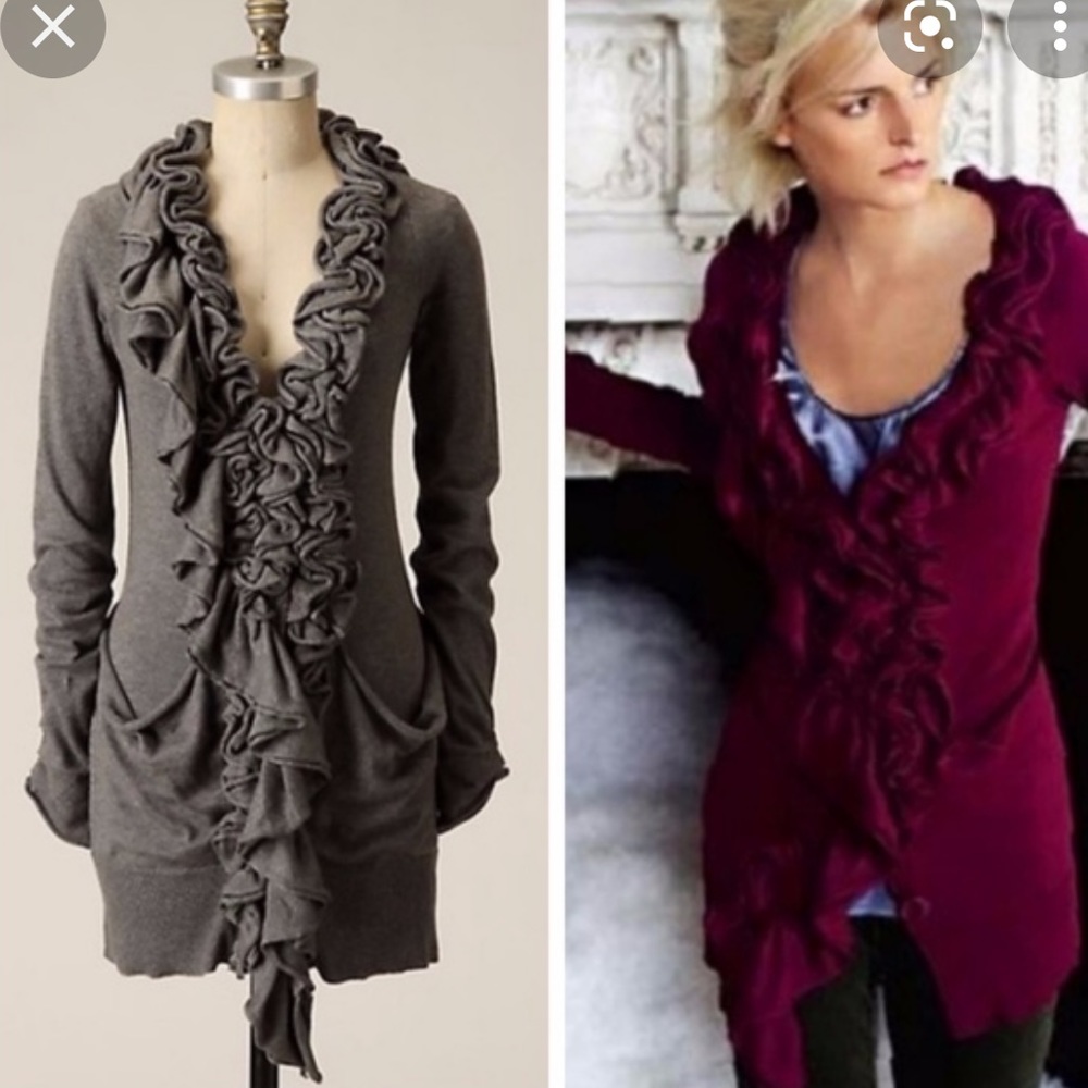 Anthropologie Moth Plaza Ruffle Cardigan